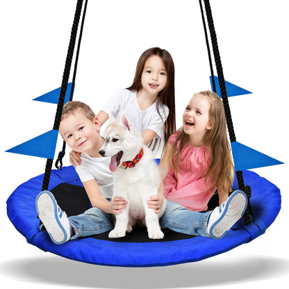 PACEARTH 40 Inch Saucer Tree Swing Flying 900lb Weight Capacity 2 Added Hanging Straps Adjustable Multi-Strand Ropes Colorful Safe and Durable Swing Seat for Children-Green Nirvana Guru