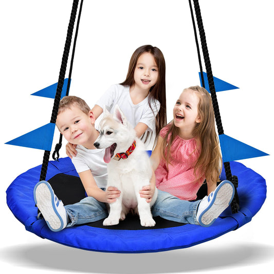 PACEARTH 40 Inch Saucer Tree Swing Flying 900lb Weight Capacity 2 Added Hanging Straps Adjustable Multi-Strand Ropes Colorful Safe and Durable Swing Seat for Children-Green Nirvana Guru