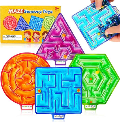 Squishy Toys Sensory Fidget Toys for Kids: 4 Pack Maze Sensory Toys for Autism - Fidget Toys with Filled Goo for Calming Down Classroom Travel nirvanaguru