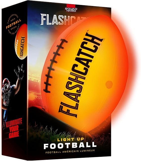 Light Up Football - Glow in the Dark Ball - NO 6 - Boys Gifts - Outdoor Sports, Birthday Gifts for Boys 8-15+ Year Old - Kids Teenage Youth Gift Ideas - Boy Toys Stuff Ages 8 9 10 11 12 13 14 15 Nirvana Guru