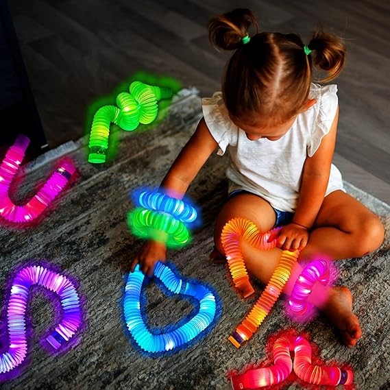 Glow Sticks Camping Essentials for Toddlers-6 PCS Light Up Pop Tube Party Favors Toys Gifts for Kids Halloween,LED Bracelet Necklace Accessories,Fun Camp Games Activities Gear Stuff for Boys Girls nirvanaguru