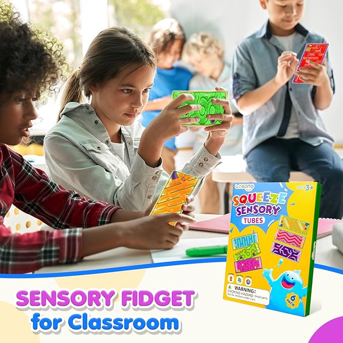 Squishy Sensory Fidget Autism Toys for Kids: Sensory Toys for Sepcial Need 6 Pack Maze - Quiet Fidget Sensory Filled Goo for Calming Down Classroom, Adult Office,Travel Essentials nirvanaguru