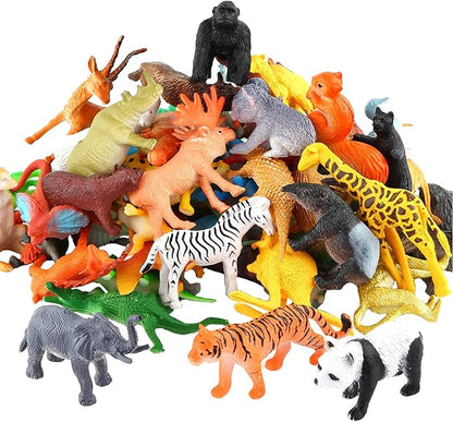 Animals Figure,54 Piece Mini Jungle Toys Set,ValeforToy Realistic Wild Vinyl Plastic Animal Learning Party Favors for Boys Girls Kids Toddlers Forest Small Playset Cupcake Topper nirvanaguru