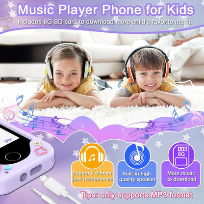 Kids Smart Phone for Girls, Christmas Birthday Gifts for Girls Age 3-10 Kids Toys Cell Phone, 2.8" Touchscreen Toddler Learning Play Toy Phone with Dual Camera, Game, Music Player, 8GB Card Purple Nirvana Guru