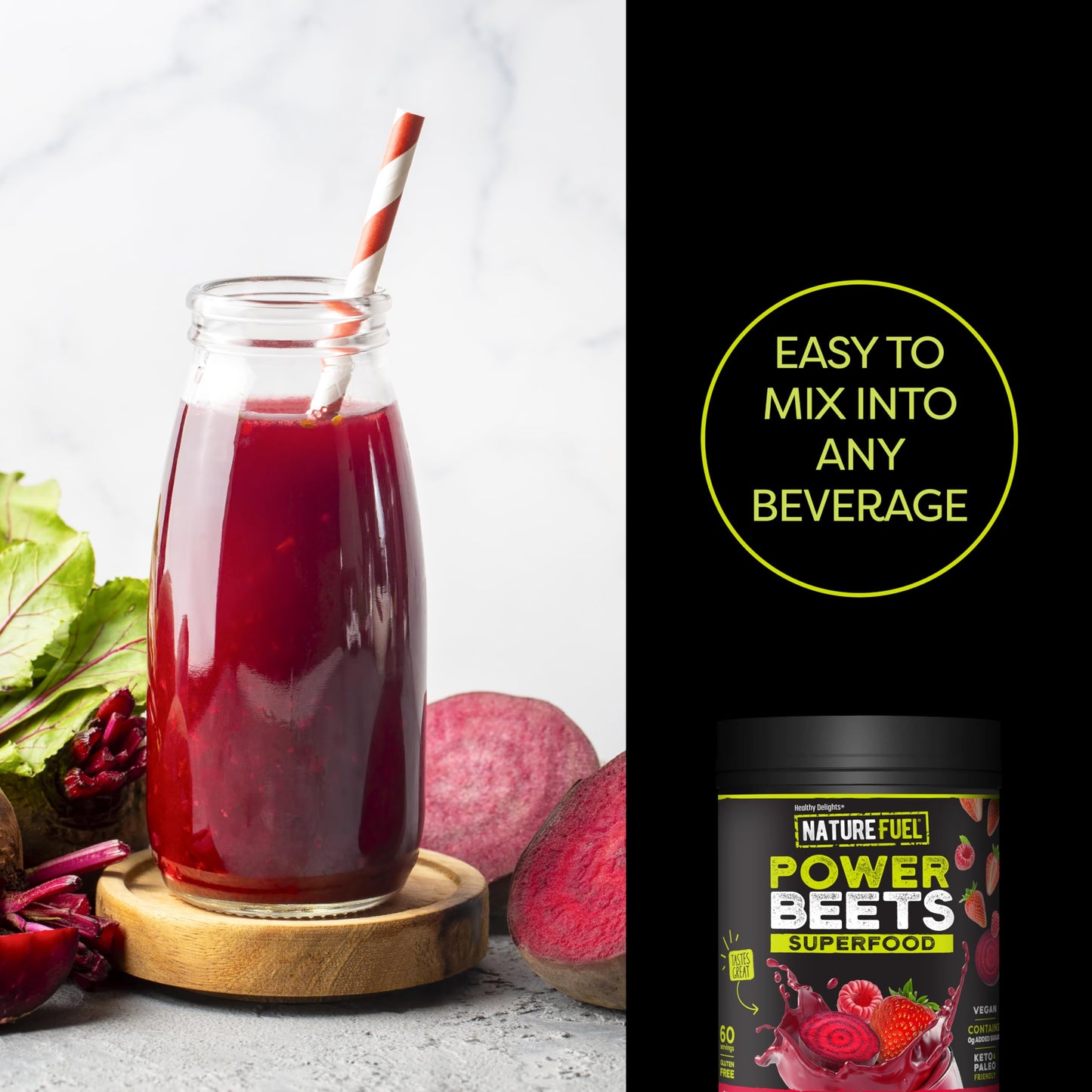 Nature Fuel Power Beets Powder, Delicious Mixed Berry, Concentrated Superfood Supplement, Supports Circulation, Natural Energy & Stamina, Non-GMO, 60 Servings (Packaging May Vary) Nirvana Guru