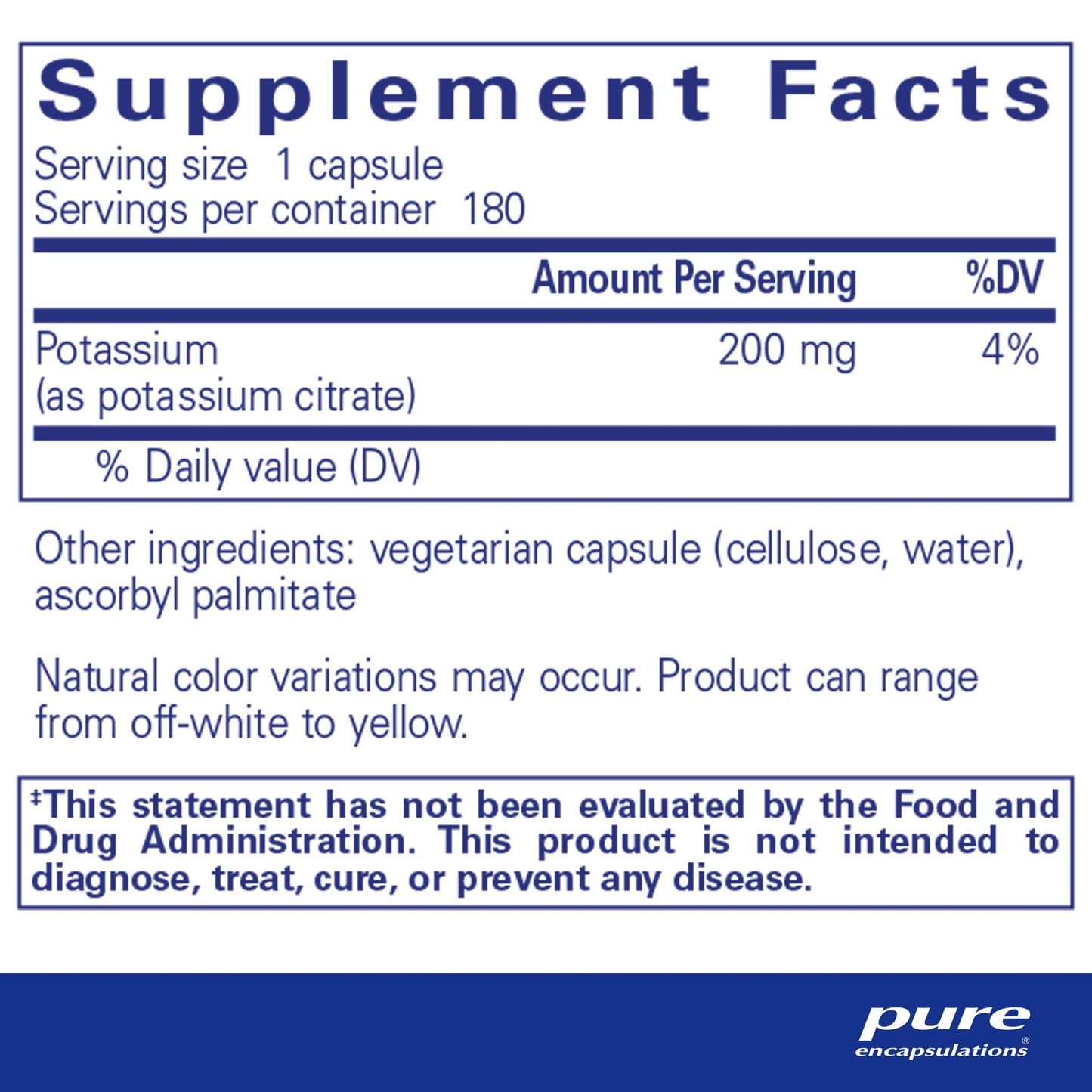Pure Encapsulations Potassium (Citrate) - Essential Electrolyte Supplement to Support Nerve & Muscle Function, Adrenals, Hormones, Heart Health & Energy* - Potassium Citrate Capsule - 180 Capsules Nirvana Guru