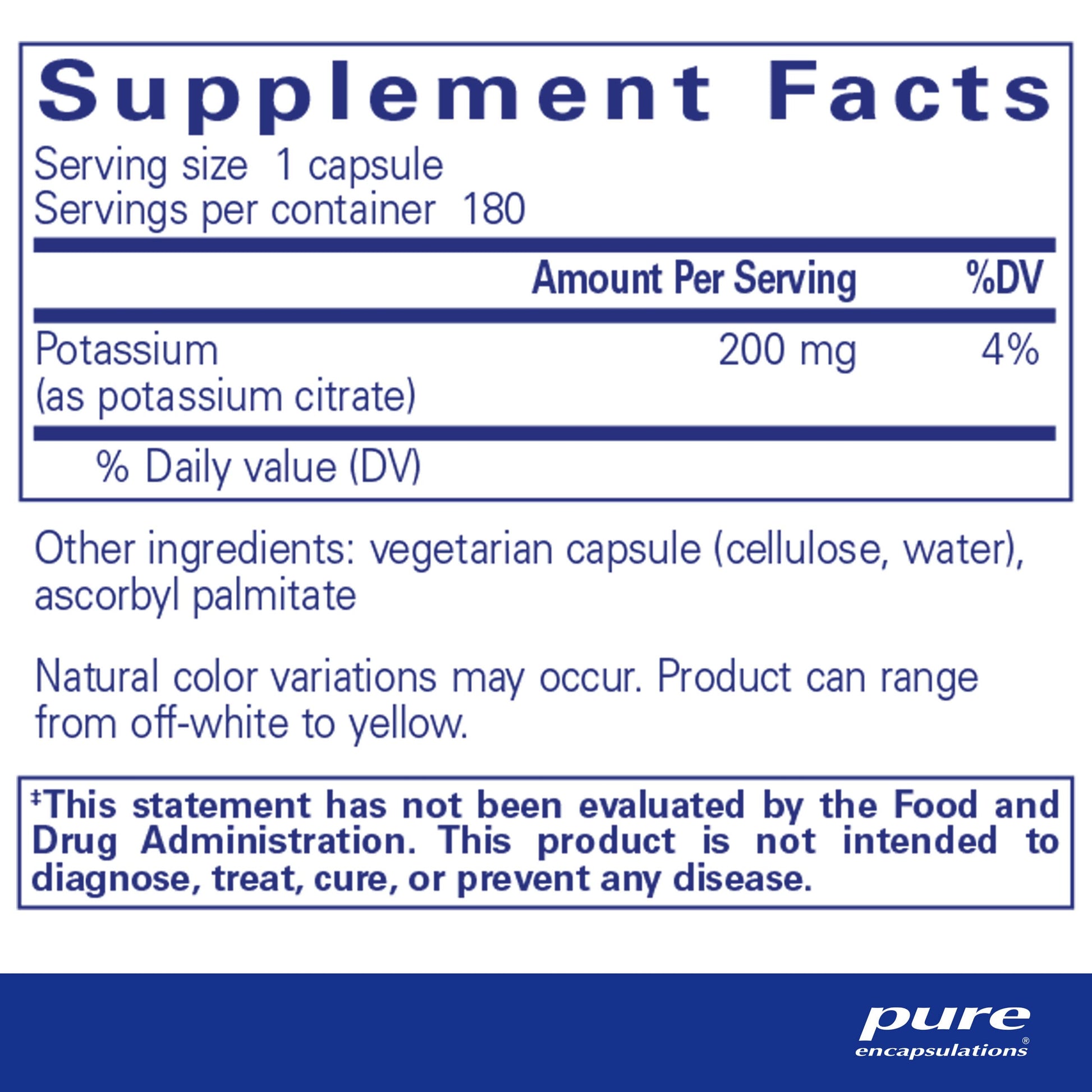 Pure Encapsulations Potassium (Citrate) - Essential Electrolyte Supplement to Support Nerve & Muscle Function, Adrenals, Hormones, Heart Health & Energy* - Potassium Citrate Capsule - 180 Capsules Nirvana Guru