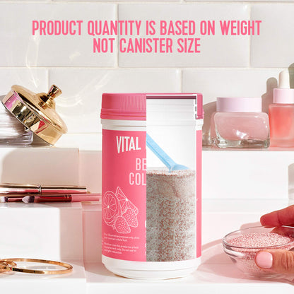 Vital Proteins Beauty Collagen (Strawberry Lemon, Canister) - 120mg of Hyaluronic Acid and 15g of Collagen Per Serving - Nirvana Guru