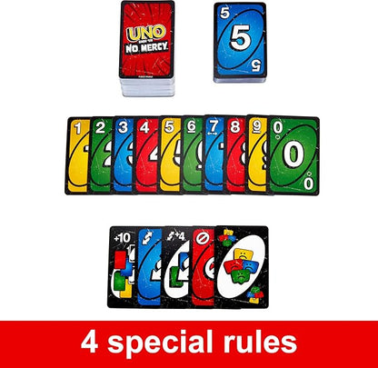 Mattel Games UNO Show ‘em No Mercy Card Game in Storage & Travel Tin for Kids, Adults & Family Night with Extra Cards, Special Rules & Tougher Penalties (Amazon Exclusive) nirvanaguru