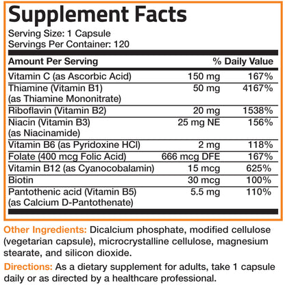 Bronson Vitamin B Complex with Vitamin C - Immune Health, Energy Support & Nervous System Support - Non-GMO, 250 Vegetarian Capsules Nirvana Guru