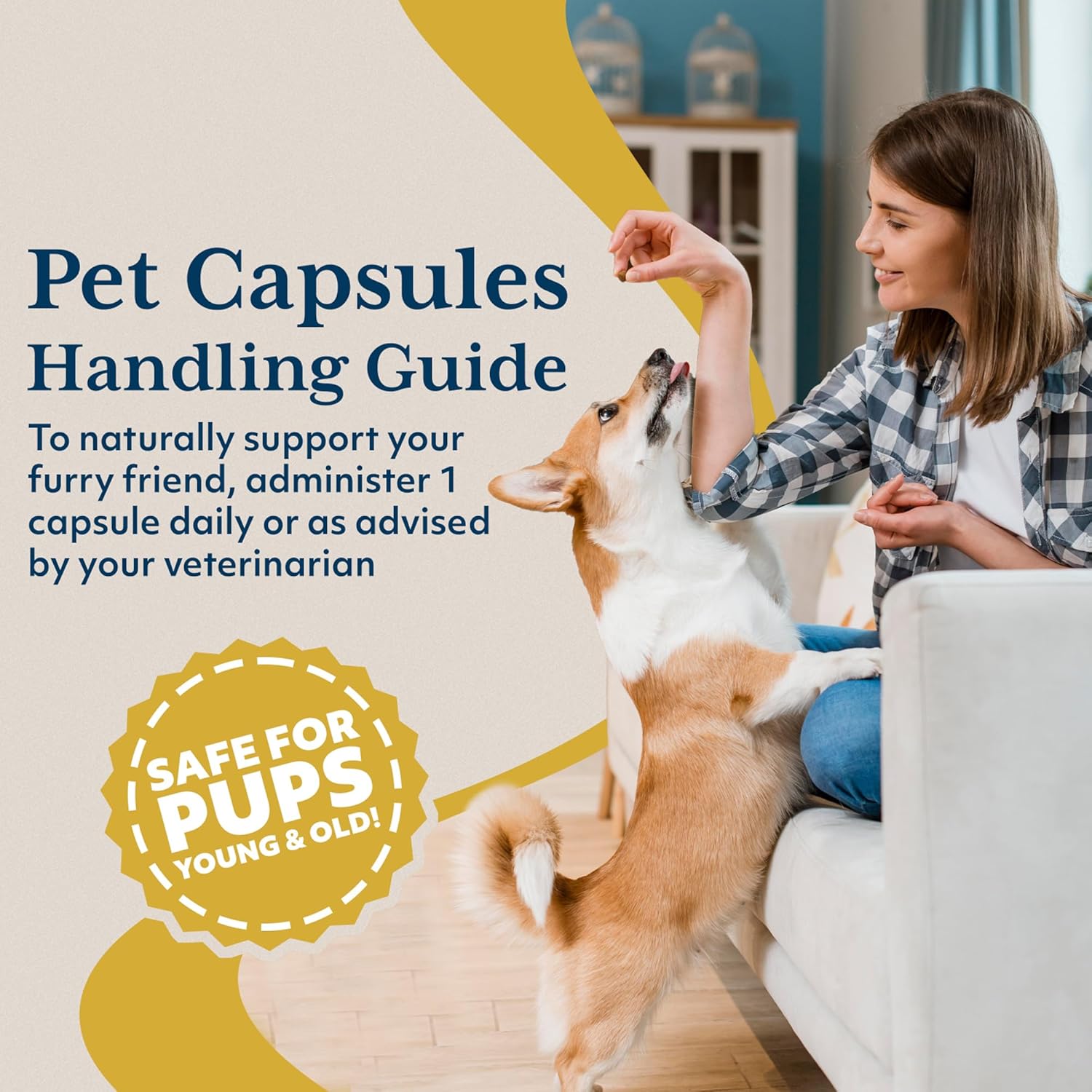 Ayush Pet Stress Support, Ashwagandha Calming Aid for Pets, Promotes Energy and Vitality, 120 Capsules Nirvana Guru
