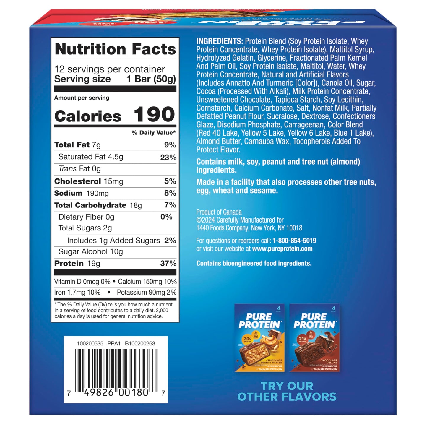 Pure Protein Bars, High Protein, Nutritious Snacks to Support Energy, Low Sugar, Gluten Free, Chocolate Deluxe, 1.76 oz., 12 Count(Pack of 1) (Packaging may vary)