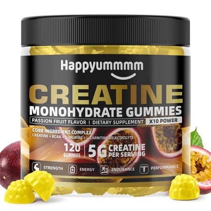 Creatine Monohydrate Gummies 5000mg for Men & Women, Chewables Creatine Monohydrate for Muscle Strength, Muscle Builder, Energy Boost, Pre-Workout Supplement(90 Count)-Strawberry.