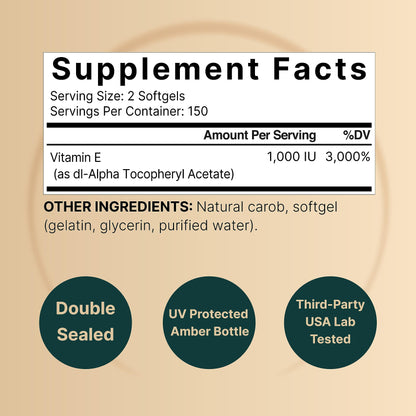 NatureBell Vitamin E Oil Softgels, 1,000 IU Per Serving, 300 Pills | Essential Antioxidant Supplements, Easily Absorbed Form – Supports Skin, Heart, & Immune Health – Non-GMO Nirvana Guru