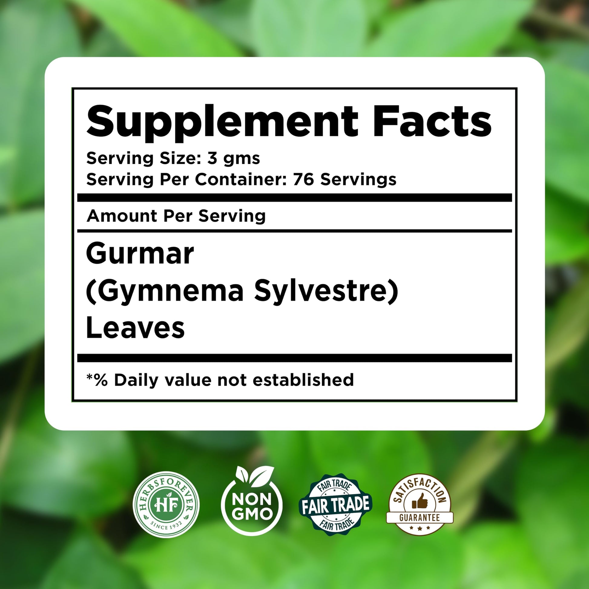 Gurmar Powder Leaves Powder Gymnema Sylvestre Support Healthy Sweet Level Non GMO, Organic, Vegan 230 GMS Nirvana Guru