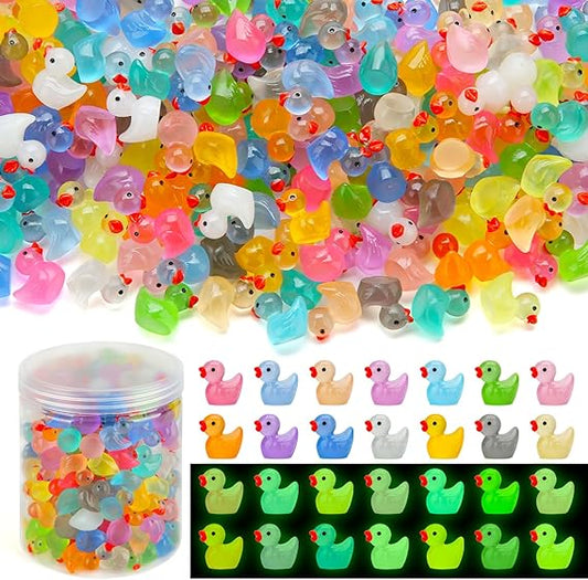 240pcs Luminous Mini Resin Ducks, Tiny Duck Bulk Glow in The Dark Small Plastic Miniature Ducks Figures for Dollhouse Decor Micro Garden Home Landscape Aquarium Craft Gifts Party Favors Toys nirvanaguru