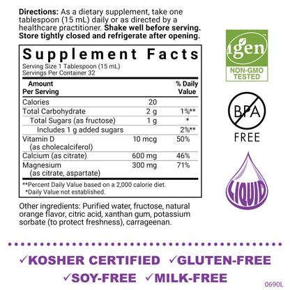 Bluebonnet Nutrition Liquid Calcium Citrate, Magnesium, Vitamin D3, Bone Health, Gluten Free, Soy Free, Milk Free, Kosher, 16 fl oz, 32 Servings, Mixed Berry Flavor Nirvana Guru