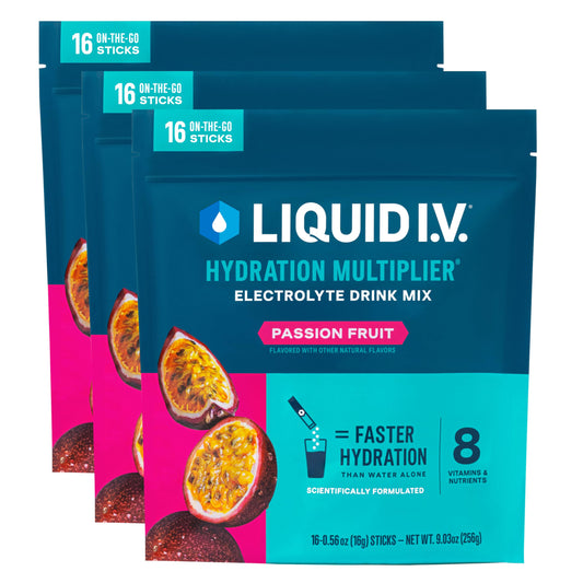Liquid I.V.® Hydration Multiplier - Passion Fruit | Electrolyte Powder Drink Mix | 3 Pack (48 Servings) - Nirvana Guru