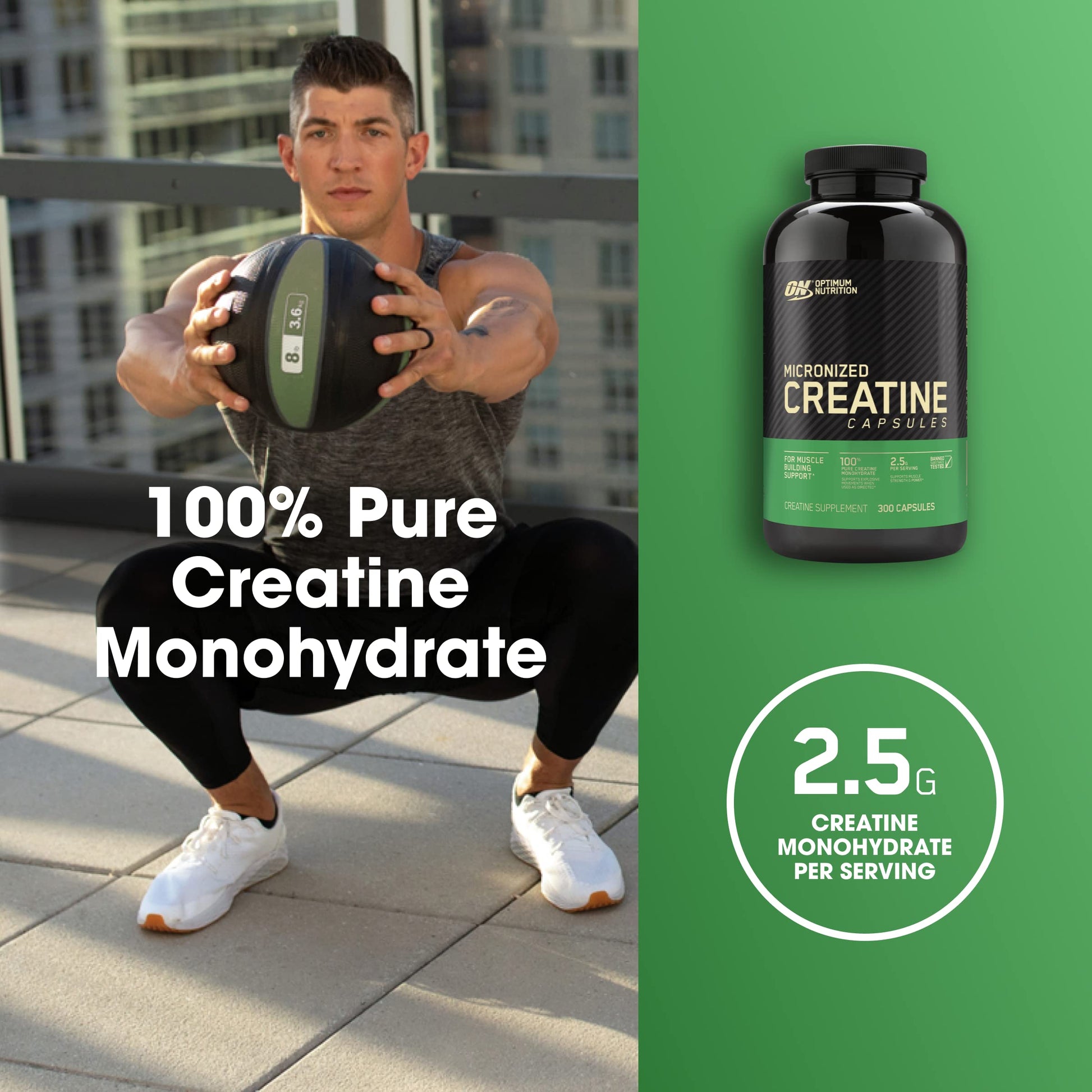 Optimum Nutrition Micronized Creatine Monohydrate Capsules, Keto Friendly, 2500mg, 100 Capsules - Nirvana Guru