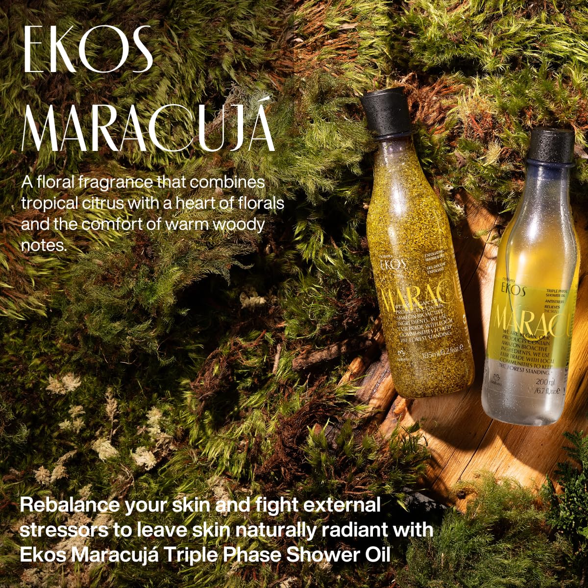 natura - Ekos Maracujá Triple Phase Shower Oil - Calming In-Shower or Bath Oil - Scented - Skin Moisturizer - Vegan Skin Care - Brazilian Beauty Secrets - Self Care - 6.7 fl oz (200ml) - Nirvana Guru