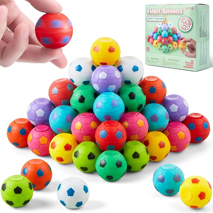 JOYIN 36 Pack Soccer Fidget Spinners for Kids, Soccer Party Favors, Fidget Toys Bulk, Stress Balls, Goodie Bag Stuffers for Birthday Party, Treasure Box for Classroom nirvanaguru