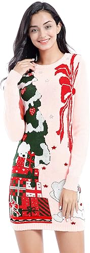v28 Varied Ugly Christmas Sweater for Women Funny Reindeer Knit Sweaters Dress nirvanaguru