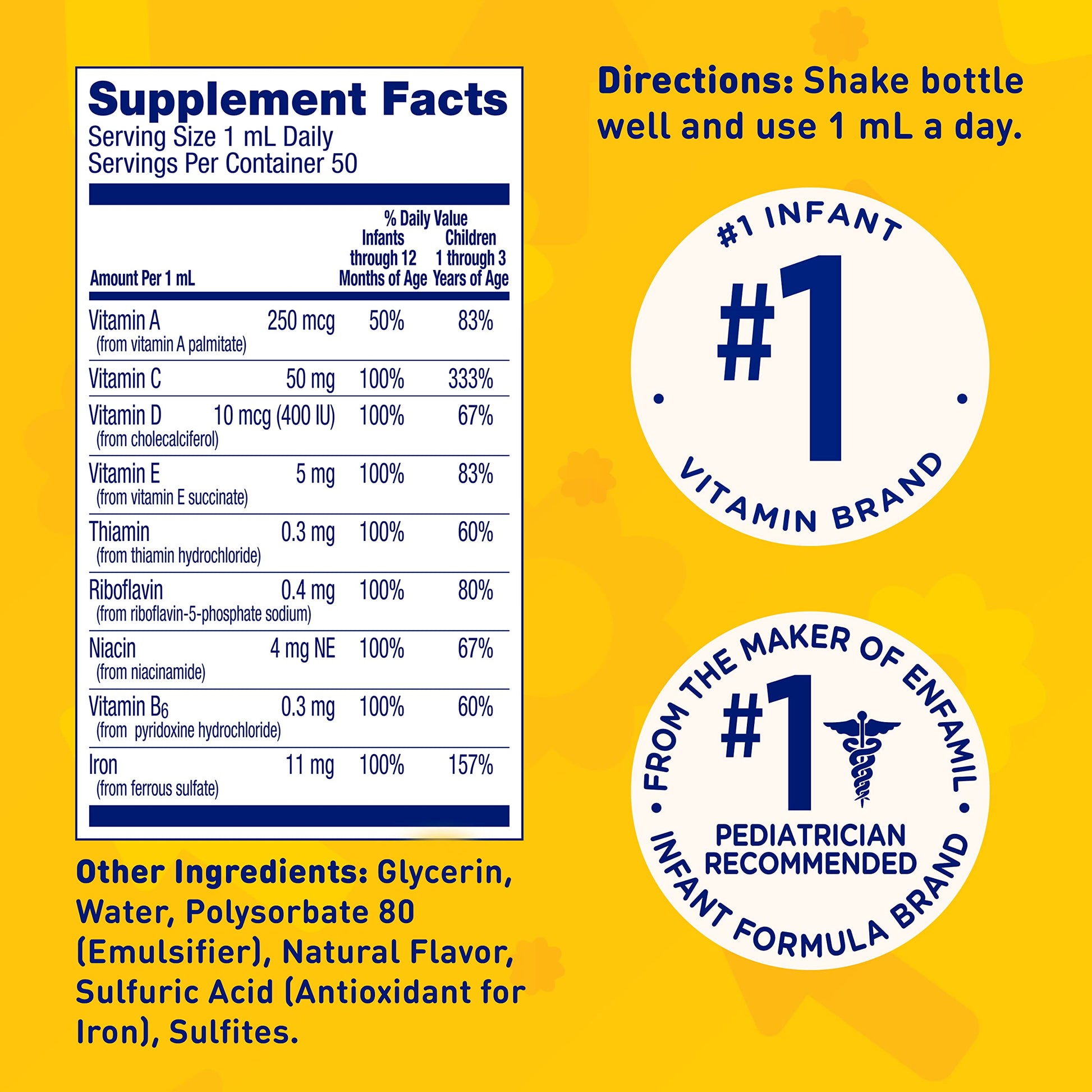 Enfamil Poly-Vi-Sol with Iron Liquid Multivitamin Drops, Supports Growth & Development*, 50mL Bottle - Nirvana Guru