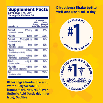 Enfamil Poly-Vi-Sol with Iron Liquid Multivitamin Drops, Supports Growth & Development*, 50mL Bottle - Nirvana Guru