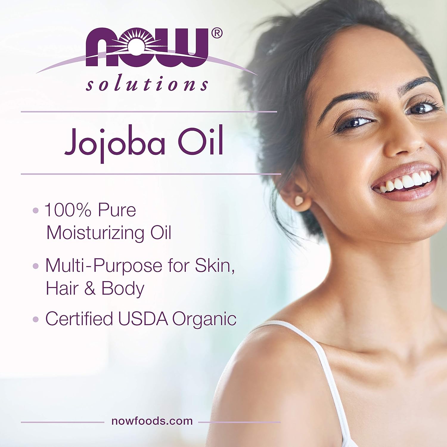 NOW Foods Solutions, Jojoba Oil, 100% Pure Moisturizing, Multi-Purpose Oil for Face, Hair and Body, 16-Ounce - Nirvana Guru