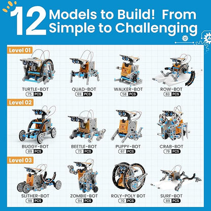 Sillbird 12-in-1 Solar Robot Building Kit STEM Gift for Boys Aged 8-13, DIY Science Educational Robotic Toys for Kids Teens Birthday, Powered by The Sun with 190 Pieces nirvanaguru