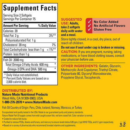 Nature Made Burp Less Fish Oil Omega 3 Supplements, 1000mg Softgels, Omega 3 Fish Oil Supplements for Healthy Heart Support, 320 Softgels, 160 Day Supply - Nirvana Guru