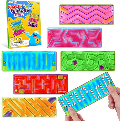 Squishy Sensory Fidget Autism Toys for Kids: Sensory Toys for Sepcial Need 6 Pack Maze - Quiet Fidget Sensory Filled Goo for Calming Down Classroom, Adult Office,Travel Essentials nirvanaguru