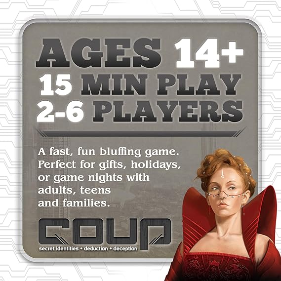 Coup - The Fast, Fun Bluffing Party Game for 2-6 Players. Perfect for Family Game Night with your Teens or Friends. Can you get away with your bluff? Over 1 Million copies sold! nirvanaguru