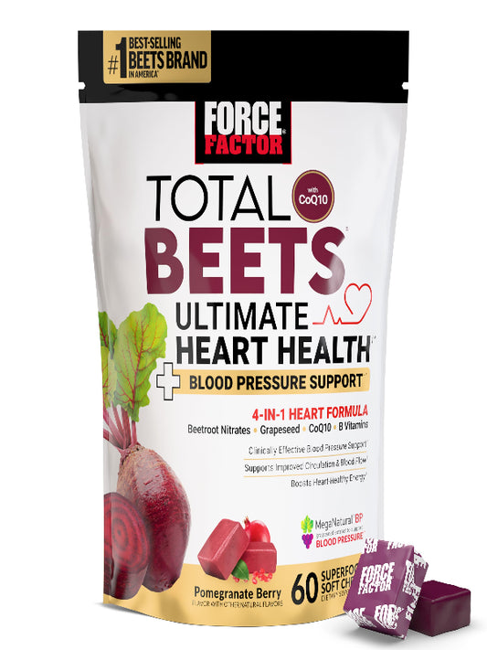 FORCE FACTOR Total Beets Ultimate Heart Health Chews for Blood Pressure Support, with Beetroot Powder, CoQ10, B Vitamins & Grapeseed Extract for Blood Flow & Energy, Black Cherry, 60 Soft Chews Nirvana Guru