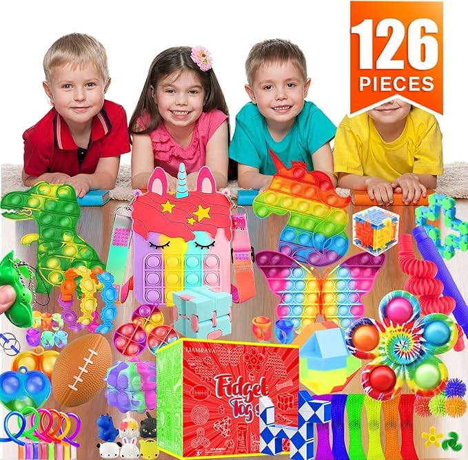 Fidget Toys, 126 Pack Party Favors for Kids 8-12 4-8, Sensory Toys Bulk Autism Autistic, Treasure Box Toys for Classroom, Stocking Stuffers, Goodie Bag Stuffers, Christmas Birthday Gifts Prizes nirvanaguru