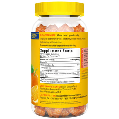 Nature Made Vitamin C 250 mg per serving, Dietary Supplement for Immune Support, 150 Gummies, 75 Day Supply - Nirvana Guru
