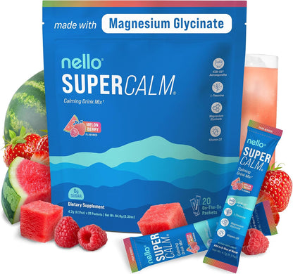 Supercalm Powdered Drink Mix, Raspberry Lemonade, L Theanine, Ksm-66 Ashwagandha, Magnesium Glycinate, Vitamin D 3, Supplements for Relaxation & Focus, No Sugar, Non GMO, On The Go, 20 Ct