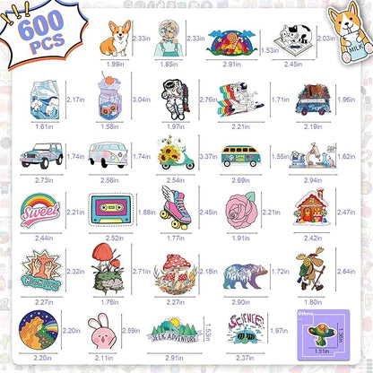 Arme 600 PCS Stickers Pack，Cute Colorful Waterproof Stickers，Vinyl Art Stickers.Stickers for Water Bottles,Skateboards and Notebooks, Laptop Sticker for Teens Girls Kids Adults nirvanaguru