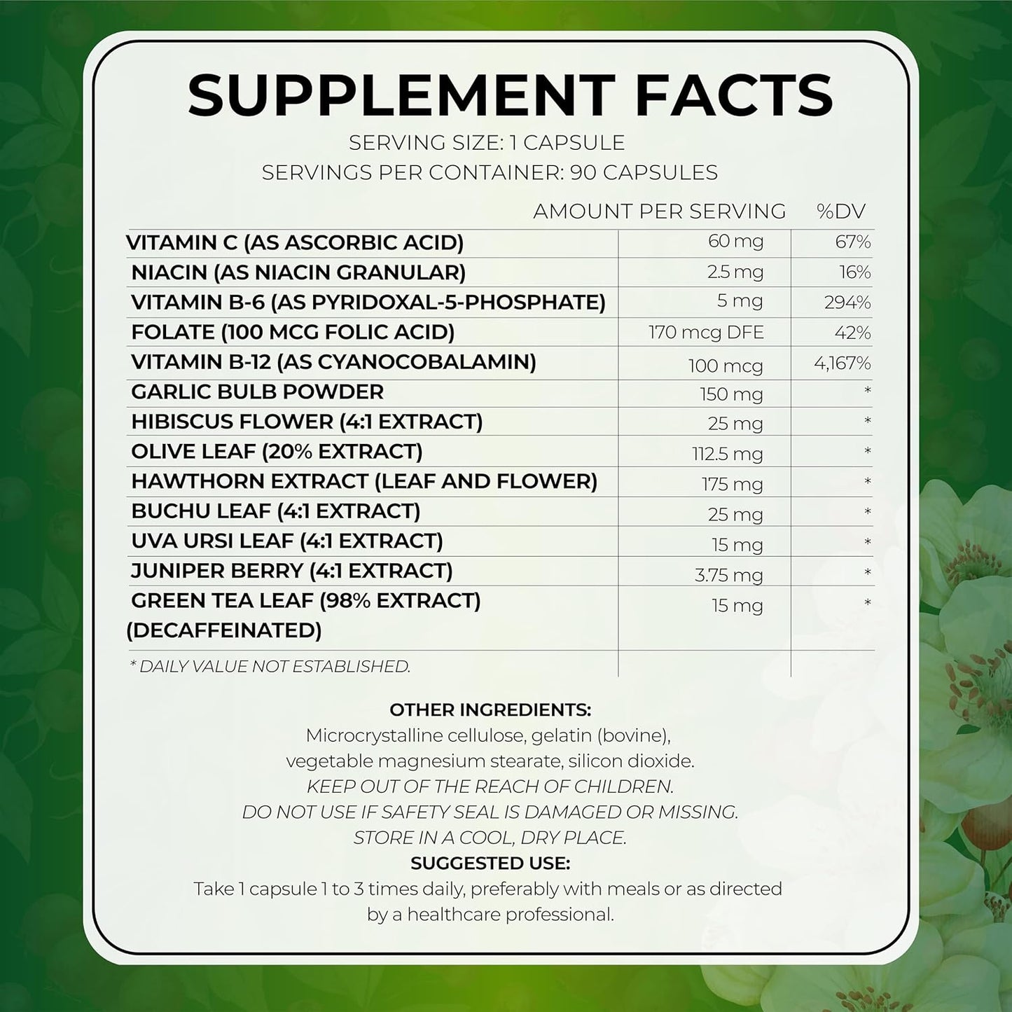 Nutravive Blood Pressure Support Supplement – Natural Heart & Circulation Support with Hawthorn, Garlic, Olive Leaf, Hibiscus & B12 – USA Made, GMP Facility, Third-Party Tested – 90 Capsules Nirvana Guru
