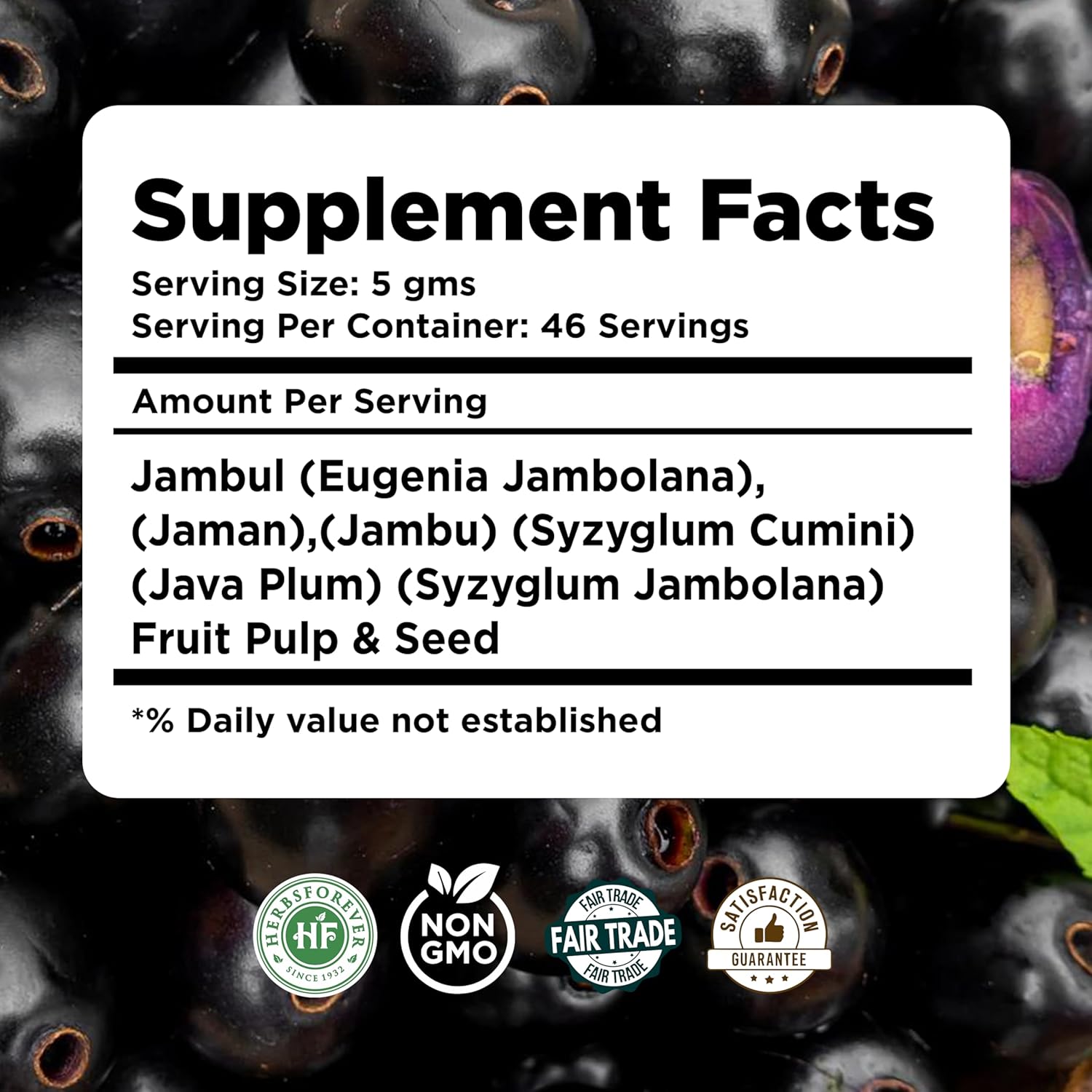 Jambul Powder Eugenia Jambolana Maintain Liver Health Non GMO, Vegan 230 GMS Nirvana Guru