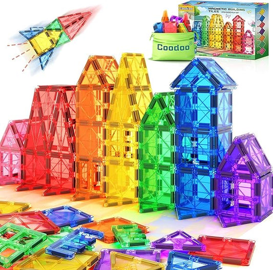 66PCS Upgraded Magnetic Blocks Tough Tiles STEM Toys for 3+ Year Old Boys and Girls Learning by Playing Games for Toddlers Kids, Creative Classroom Supplies nirvanaguru