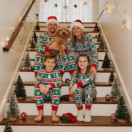 Feionusin Family Christmas Pajamas Matching Sets, Xmas Pjs Sets Holiday Sleepwear Matching Pajamas Long Sleeve Nightwear Set nirvanaguru