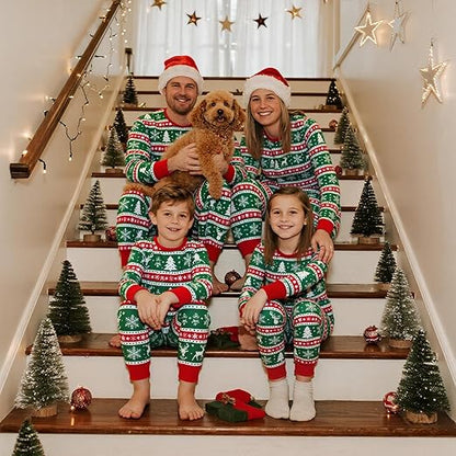 Feionusin Family Christmas Pajamas Matching Sets, Xmas Pjs Sets Holiday Sleepwear Matching Pajamas Long Sleeve Nightwear Set nirvanaguru