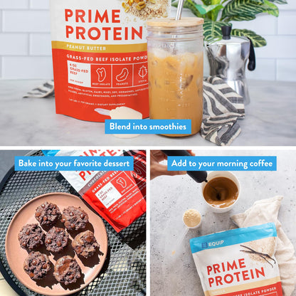 Equip Foods Prime Protein Powder | Clean, Grass Fed Beef Protein Isolate | Carnivore Protein Powder | Paleo, Keto Friendly | Gluten, Dairy Free | Helps Build & Repair Tissue | 30 Servings, Chocolate