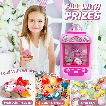 Claw Machine for Kids, Mini Vending Machine Girls Unicorn Toys, Candy Grabber Prize Dispenser with Sound & 20 Mini Plush Toys, Electronic Arcade Game Indoor Toy for Home Party Birthday Gifts Nirvana Guru