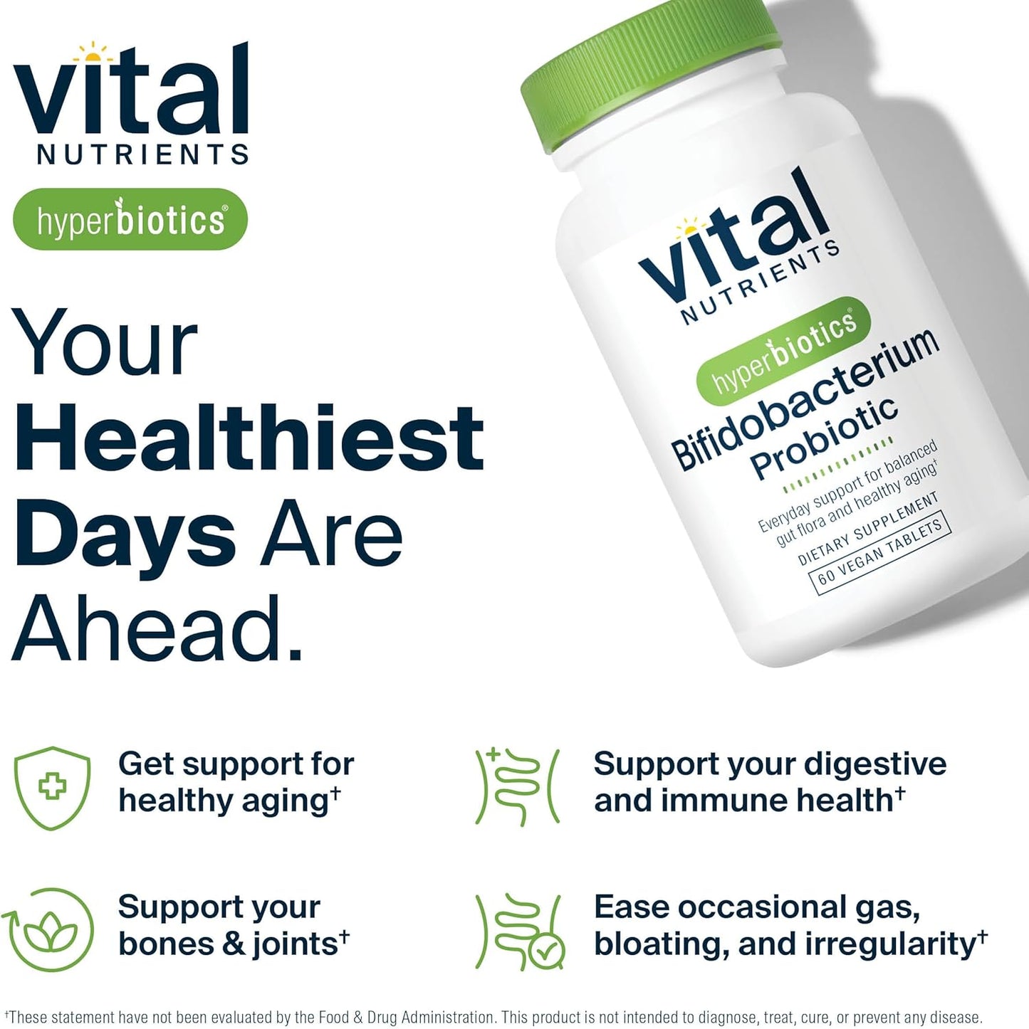 Hyperbiotics Vital Nutrients Bifidobacterium Probiotic | 7 Targeted Strains | Supports Immune and Digestive Health for Older Adults | Shelf-Stable | Vegan | 60 Tablets - Nirvana Guru