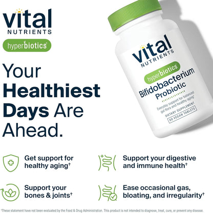 Hyperbiotics Vital Nutrients Bifidobacterium Probiotic | 7 Targeted Strains | Supports Immune and Digestive Health for Older Adults | Shelf-Stable | Vegan | 60 Tablets - Nirvana Guru