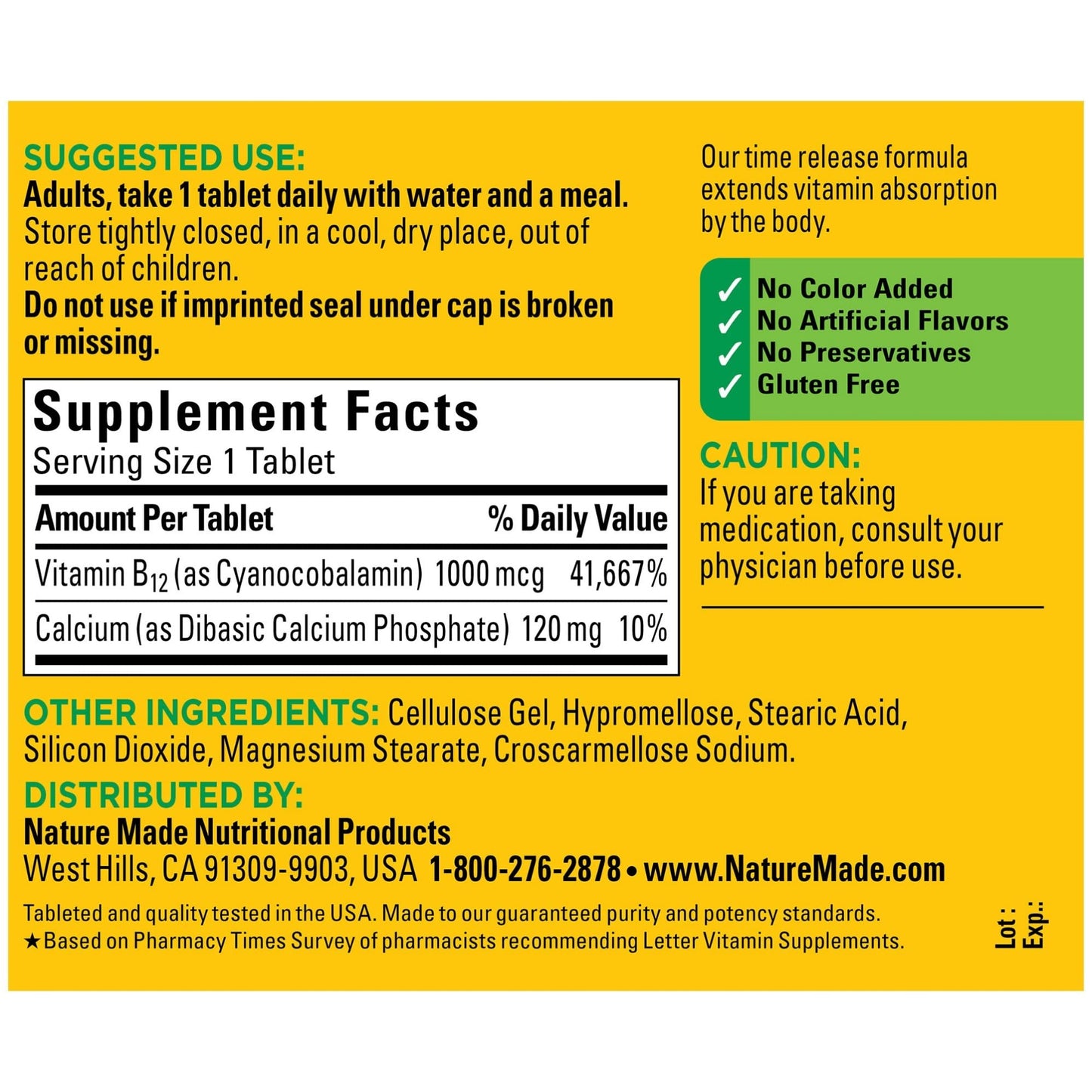 Nature Made Vitamin B12 1000 mcg, Dietary Supplement For Energy Metabolism Support, 160 Time Release Tablets, 160 Day Supply - Nirvana Guru