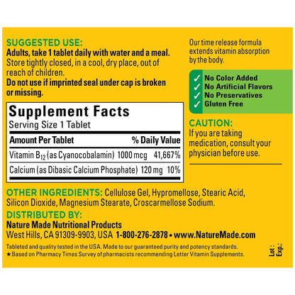 Nature Made Vitamin B12 1000 mcg, Dietary Supplement For Energy Metabolism Support, 160 Time Release Tablets, 160 Day Supply - Nirvana Guru