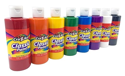 Cra-Z-art Washable Classic Paint Bulk Pack 8ct, Assorted Colors 4oz each bottle, 32oz nirvanaguru